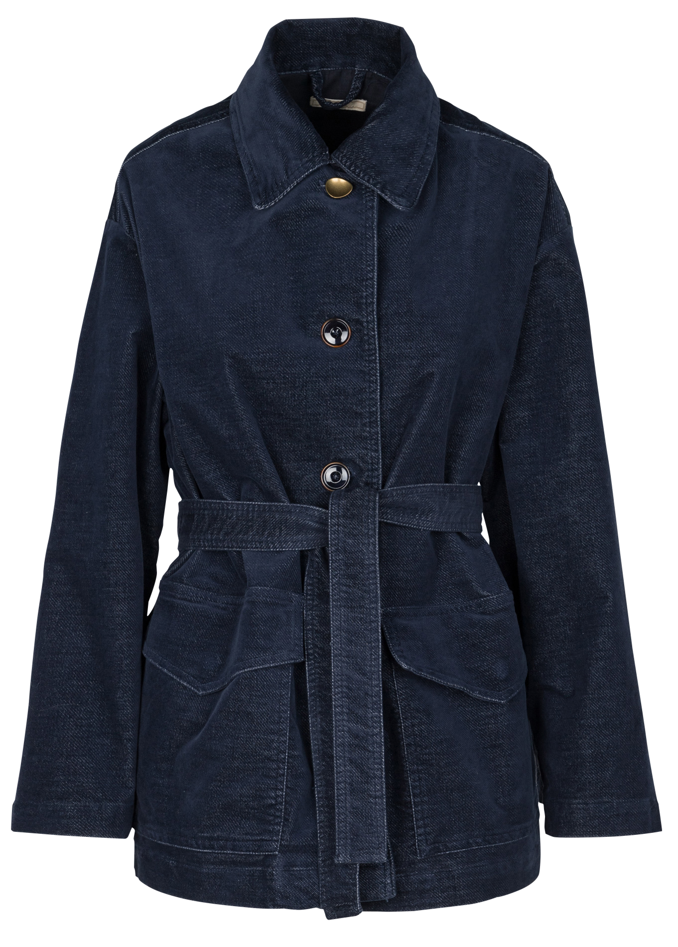 JONOVA - Veste col classique en coton mélangé | Bleu