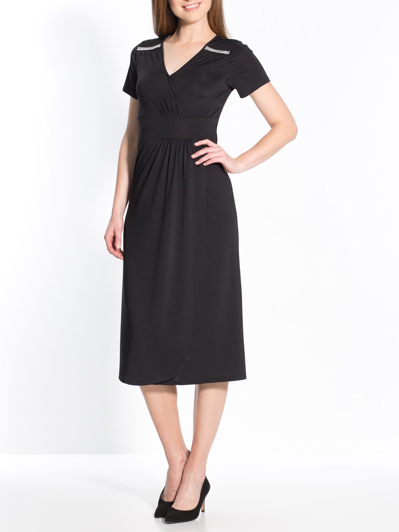 Robe à encolure V croisée