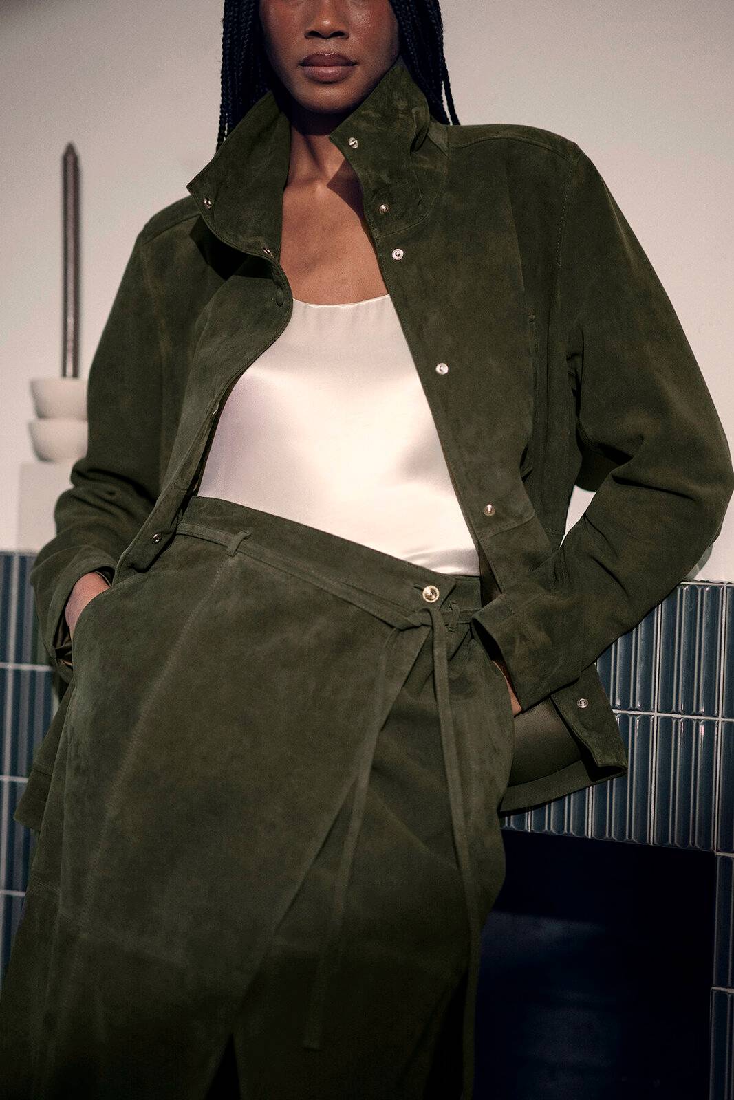 KarenMillen Veste En Daim À Col Montant Avec Poche