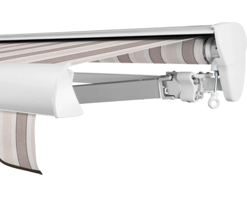 SOLUNA Semi-Cassette Luifel Classic 2.5x1.5 Stoffen Design 8935 Frame E6EV1 Zilver Geanodiseerd Aandrijving Rechts Inclusief Slinger