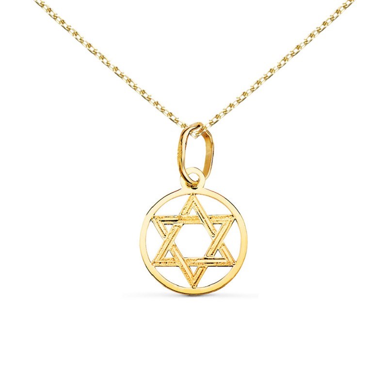 Collier - Pendentif Etoile de David Or 18 Carats 750/000 Jaune - Chaine Dorée