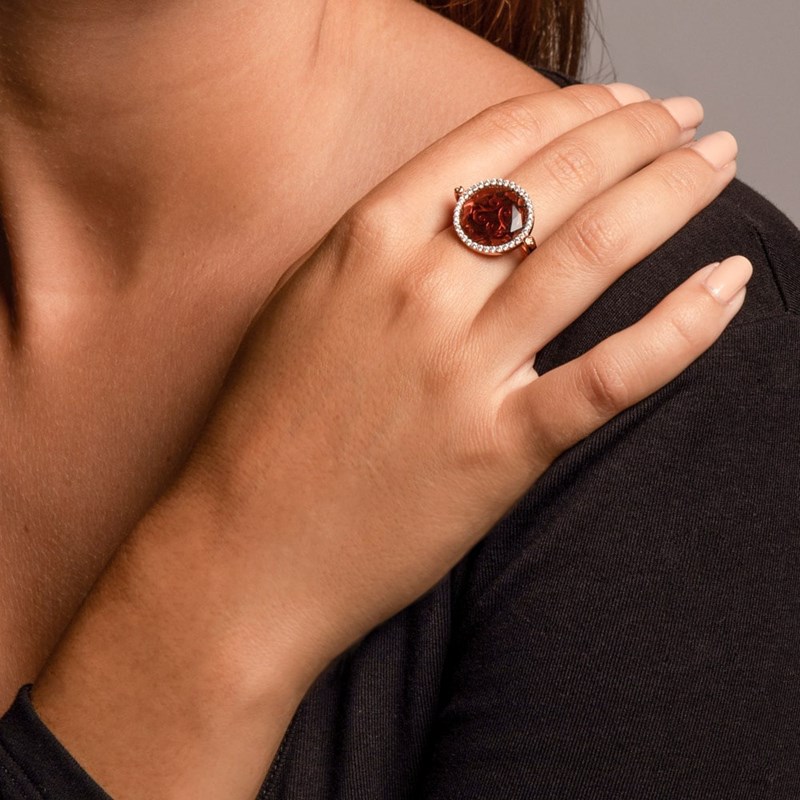 Bague Argent Rose Disque Prune