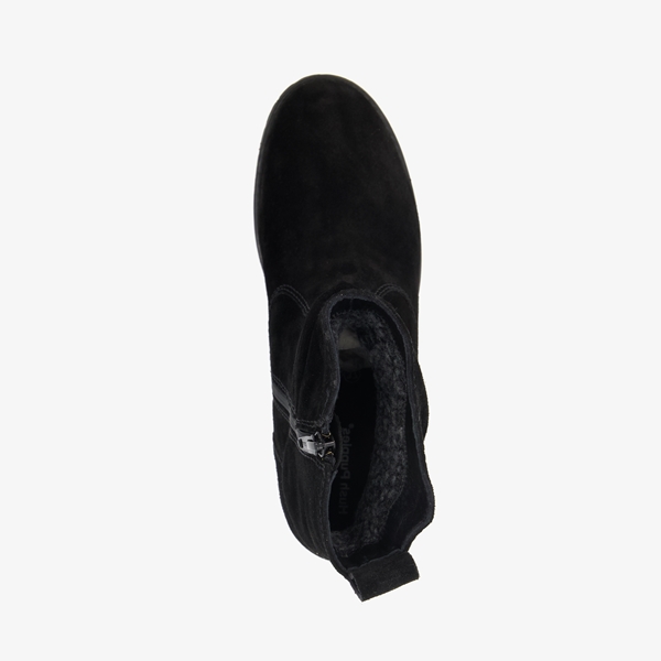 Hush Puppies suède dames enkellaarsjes zwart