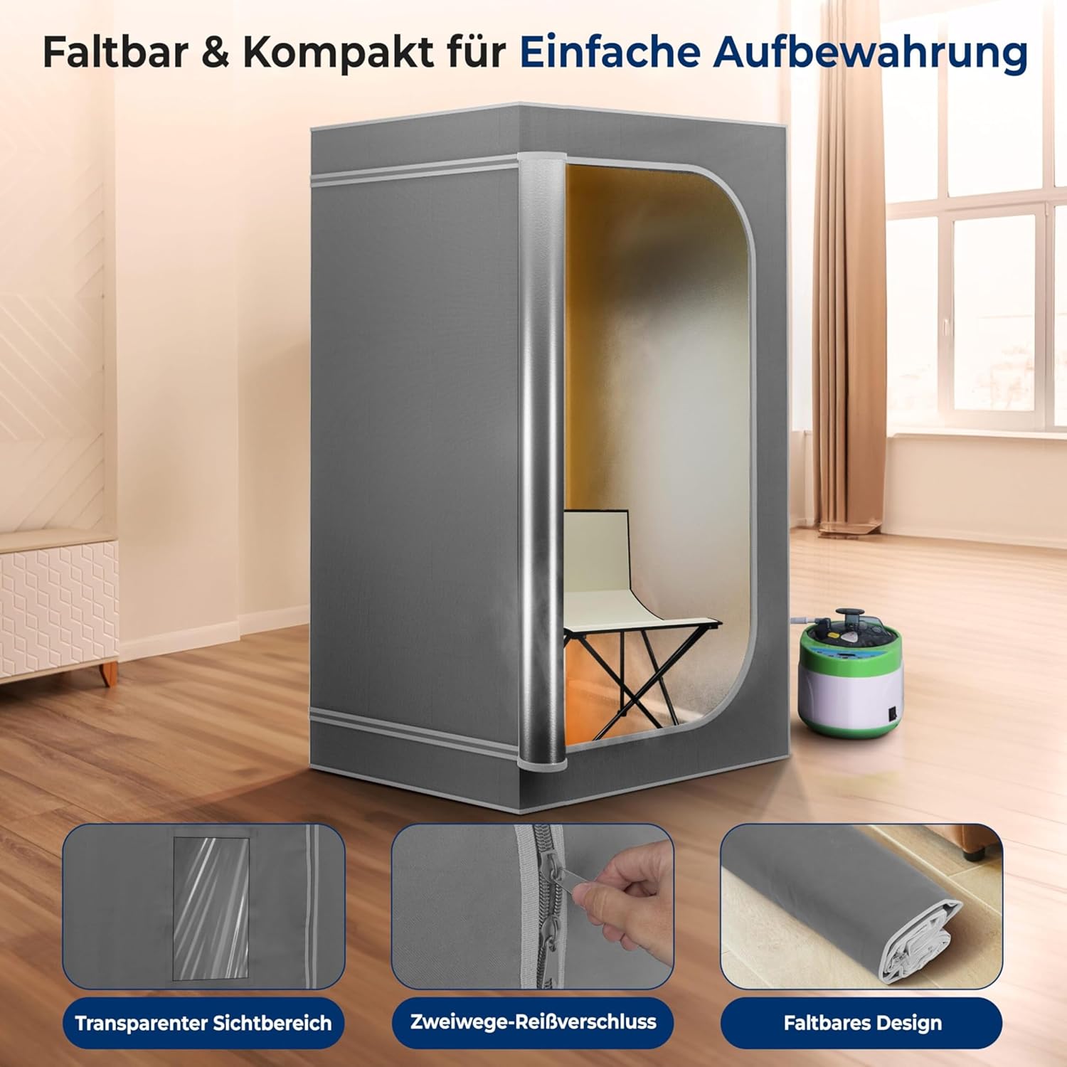 SereneLife Portable Sauna for Home, Steam Sauna Tent with 4L Steamer, Folding Sauna Chair, Compact Personal Detox Sauna, Remote Control In-Home Spa, 71
