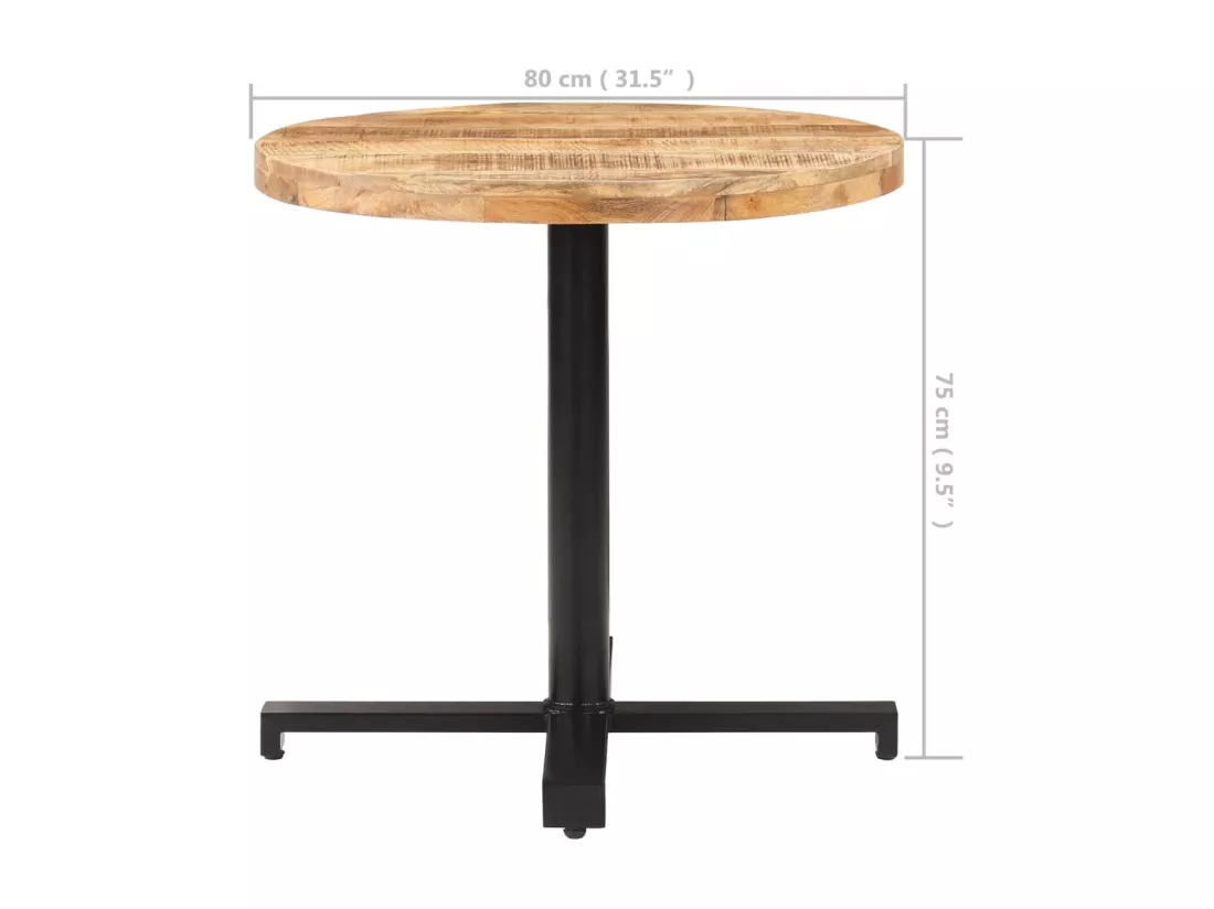 Table de bistro Ronde Ø80x75 cm Bois de manguier brut