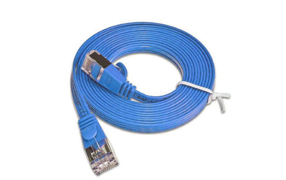 Slimpatchkabel RJ-45 - RJ-45, Cat 6, STP, 1 m, BlauGeschirmtes Twisted-Pair-Kabel (STP) mit Klinkenschutz