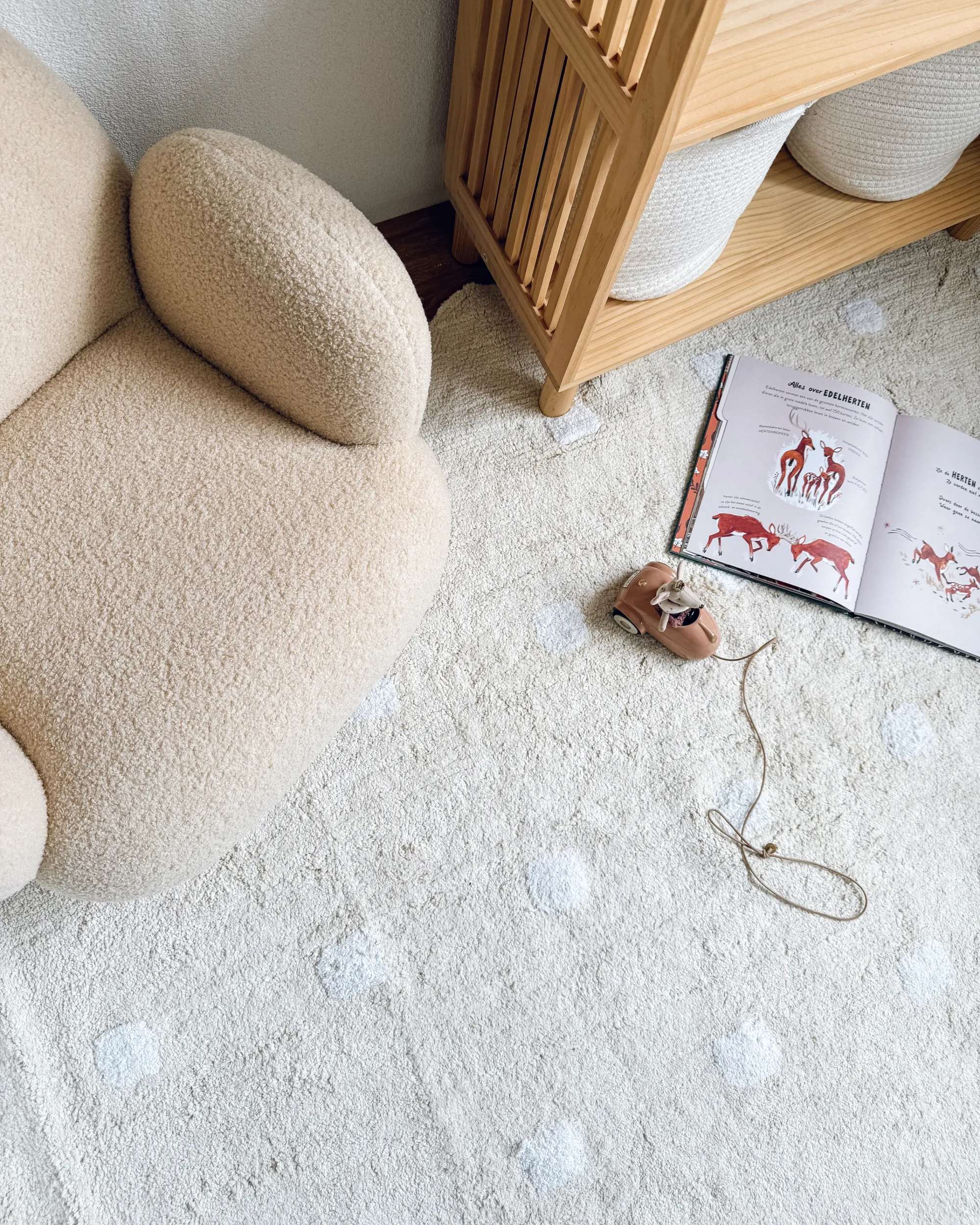 Kindervloerkleed SAREKI Beige 140 x 200 cm Katoen