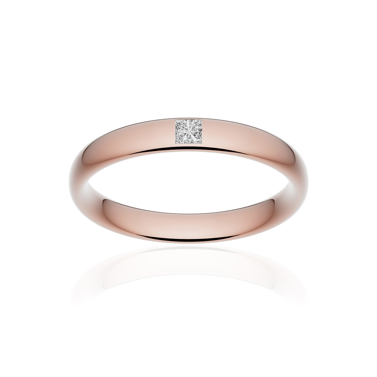 Alliance or 375 rose poli ruban confort 3,5mm diamant princesse