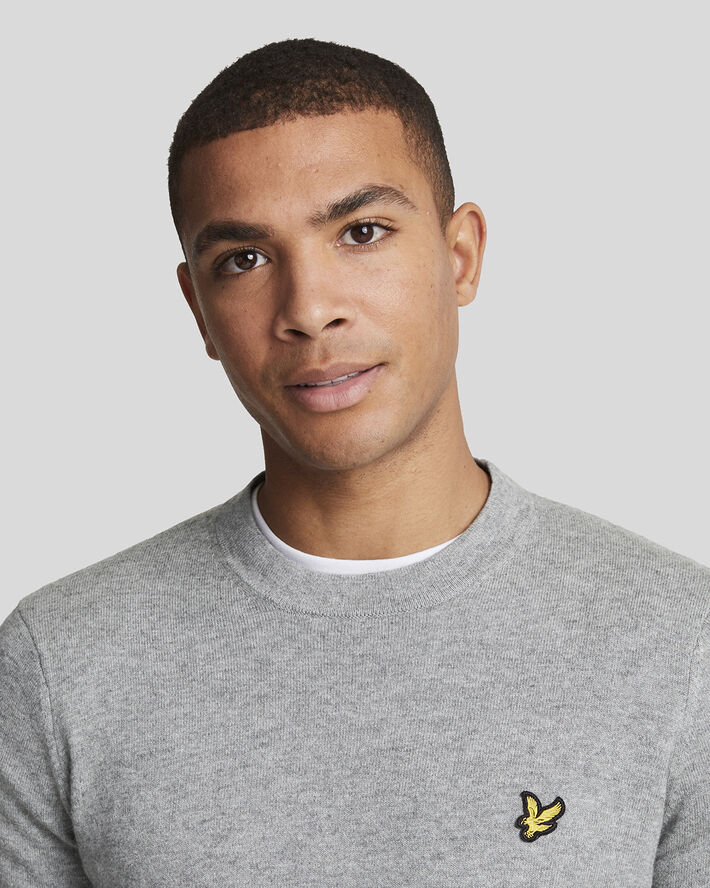 Lyle & Scott Cotton Merino Crew Neck Jumper T28 mid grey marl