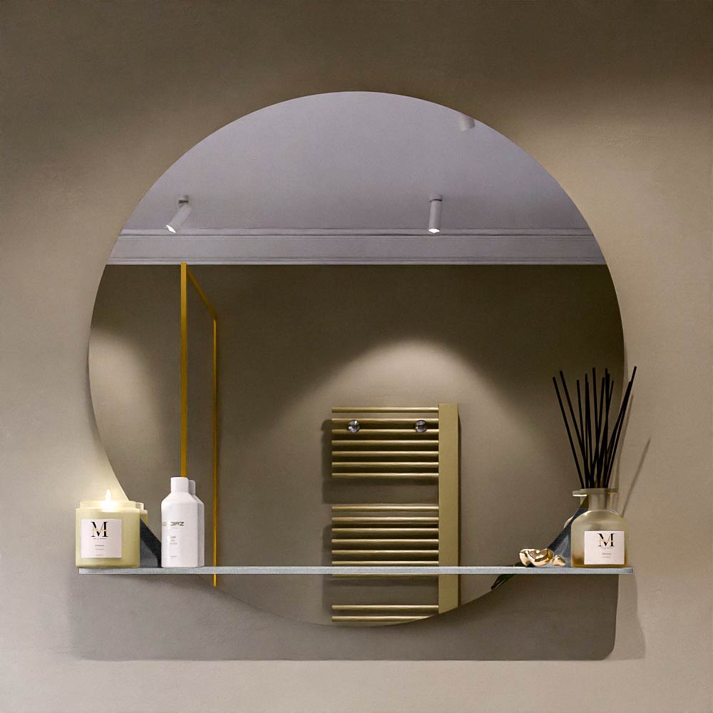 Mondiaz Spot spiegel rond Ø100cm met planchet rosee