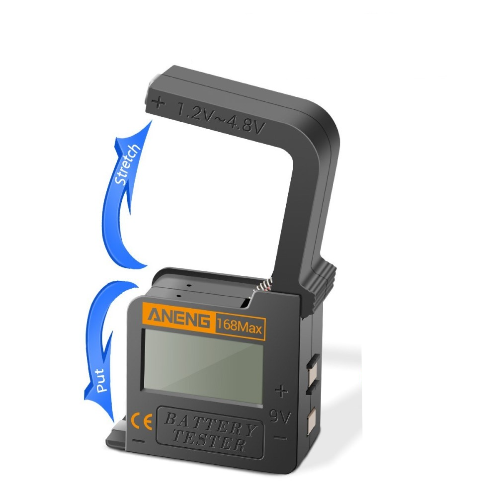 Universal Mini LCD Batterie Tester Prüfer für Typ AAA / AA / C / D / Knopfzellen / 18650 / 9V mit Digital Display - Schwarz
