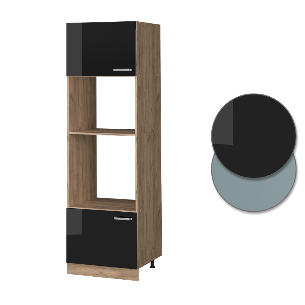 Vicco Mikrowellenschrank Küchenschrank R-Line Solid Eiche Schwarz 60 cm modern