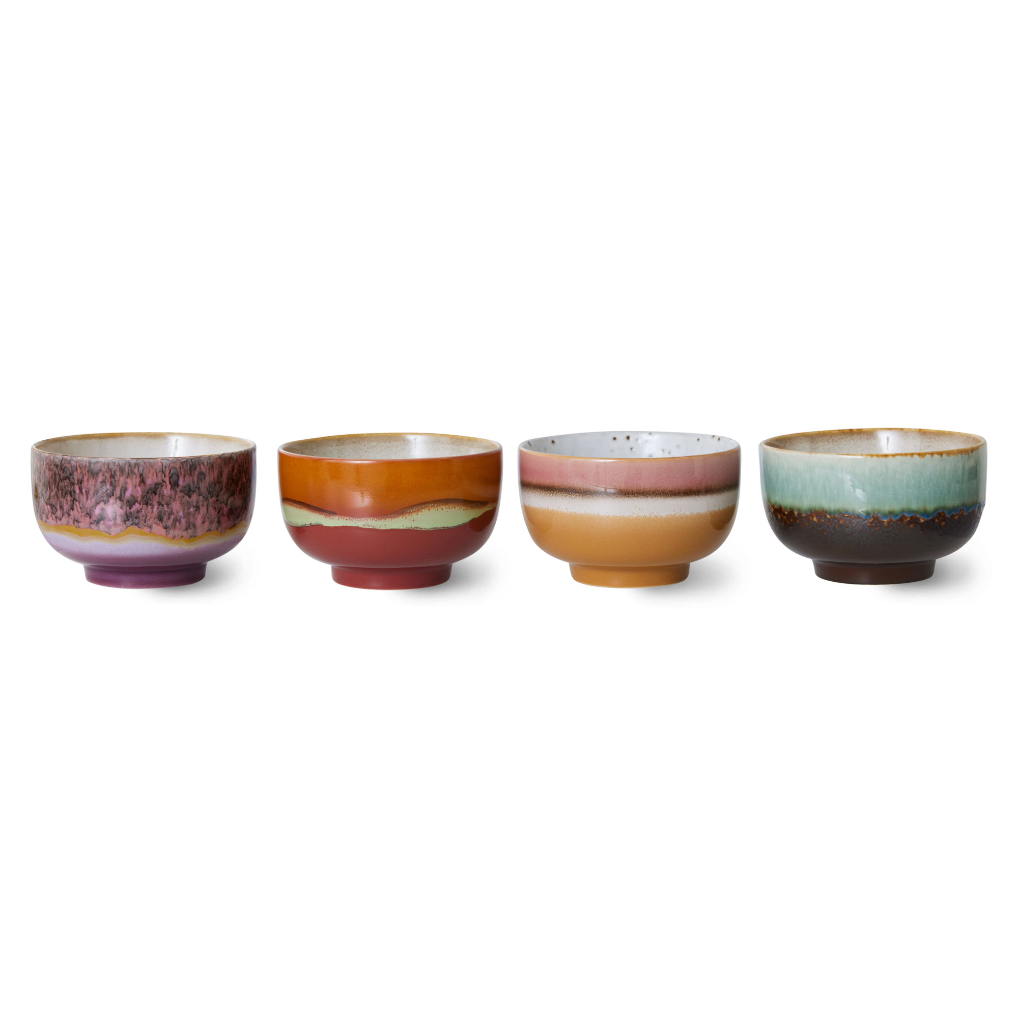 Servies 70's Ceramics Noodle schaal Geyser - set van 4