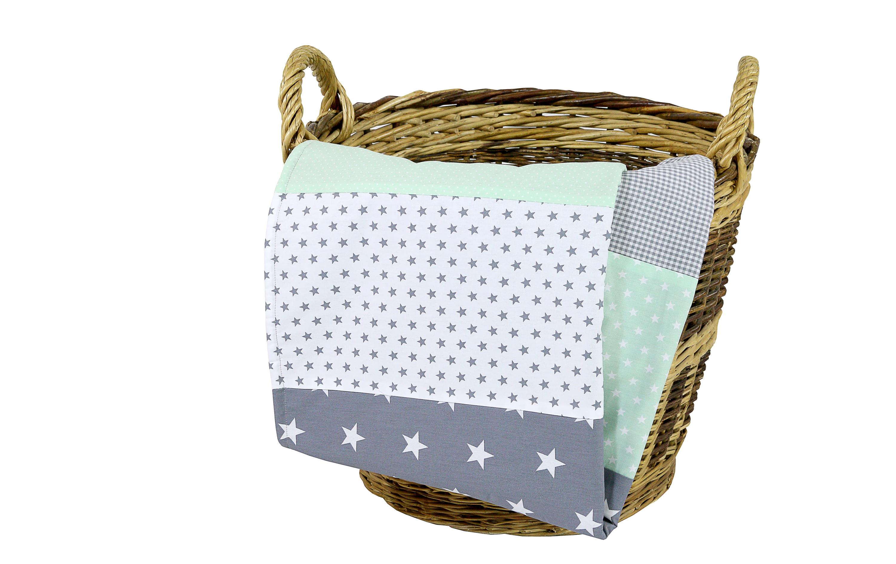 Kuscheldecke Sterne Mint/Grau 70 cm x 100Ullenboom Babydecke mit Sternen, 70 x 100 cm