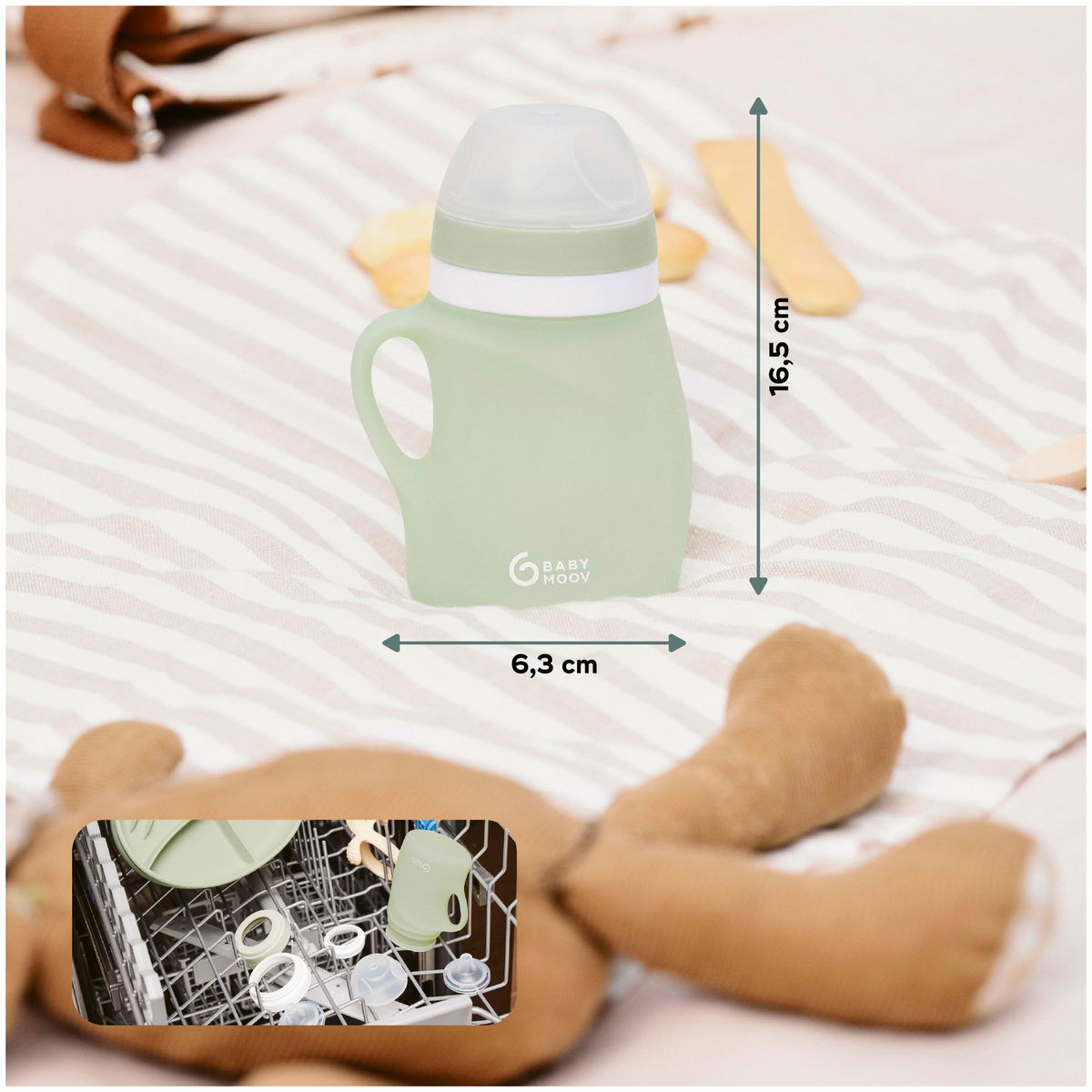 BabymoovBabymoov   Silikon Trinkflasche grün