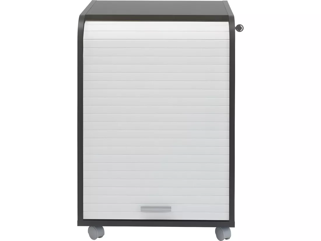 Caisson de Bureau Noir Bicolore à rideau - Coloris: Blanc