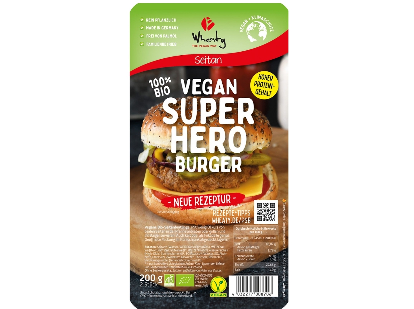 HAMBÚRGUER WHEATY SUPER HERO VEGAN BIO 200 G
