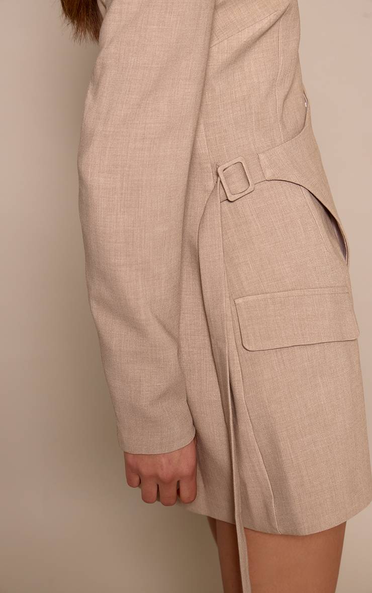 Gris Pierre Robe Blazer Plt Label Ajustée À Découpe Asymétrique
