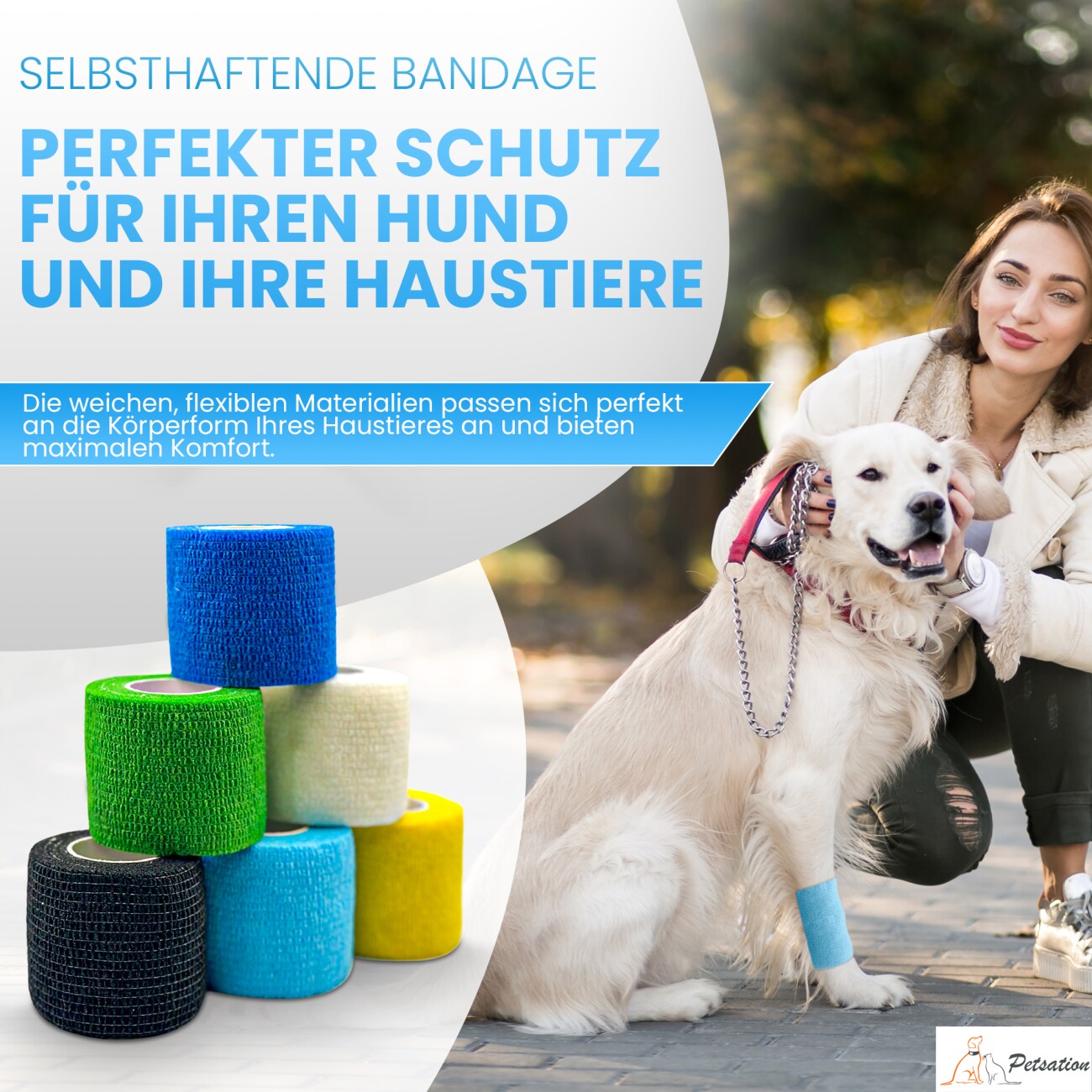 Petsation Bandagen farbig 6er Box 5 cm x 4,5 m