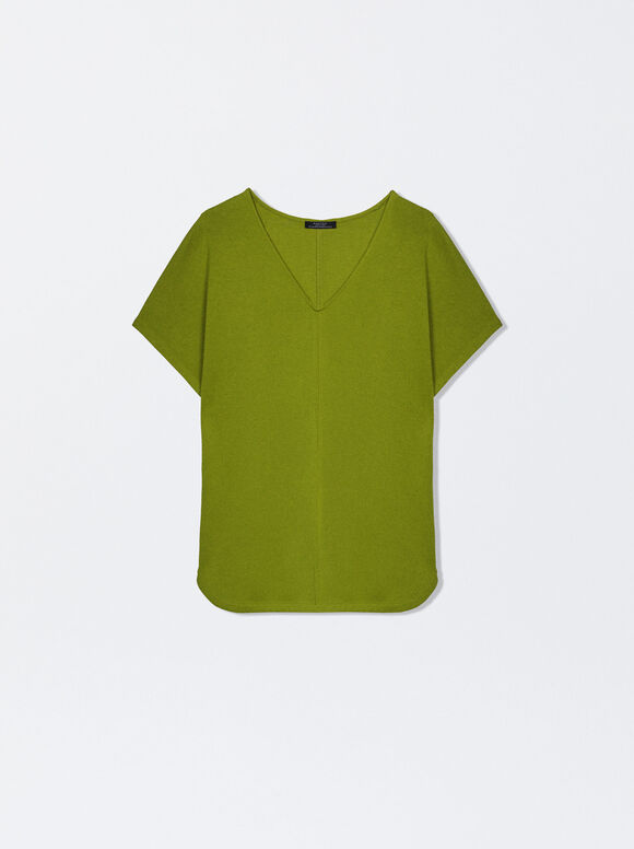 Camiseta básica com decote em V - Verde