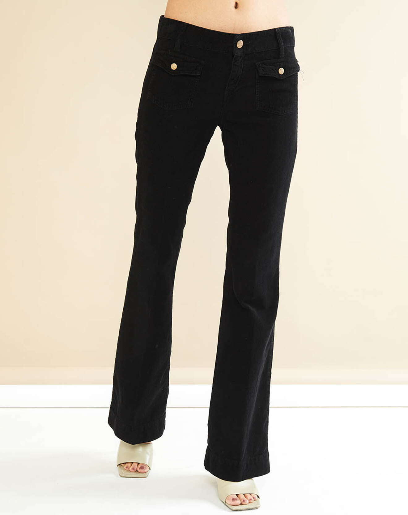 Acquaverde Pantalon en Velours côtelé  Aretha noir