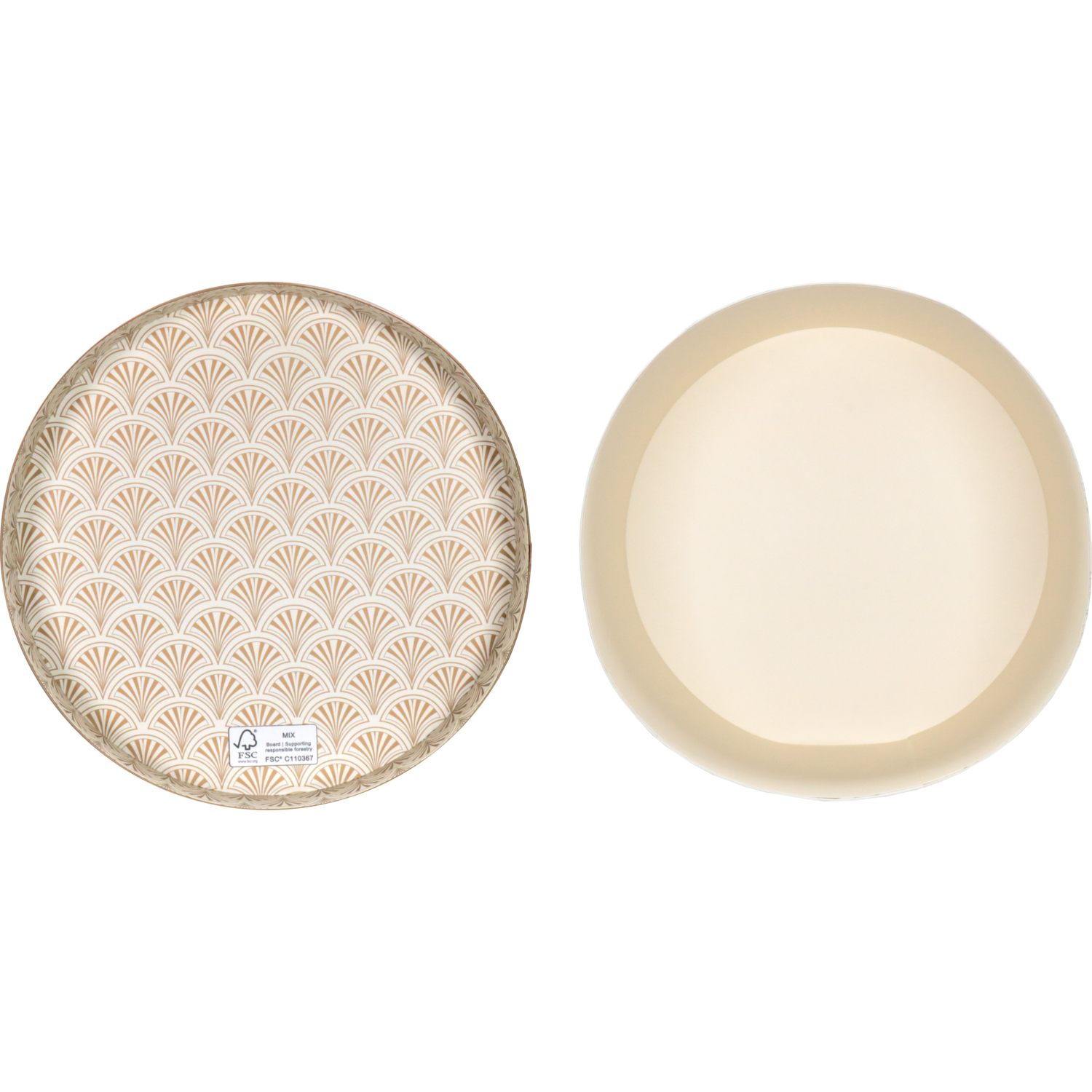 Geschenkdoos, Wave, karton, 20cm, Ø25cm, wit/goud