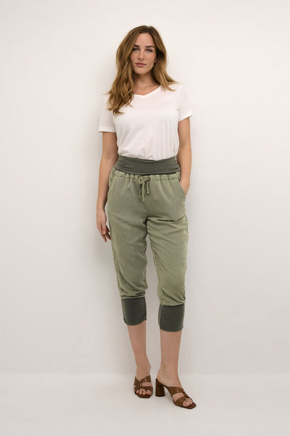 Cream Line Pants Oil green