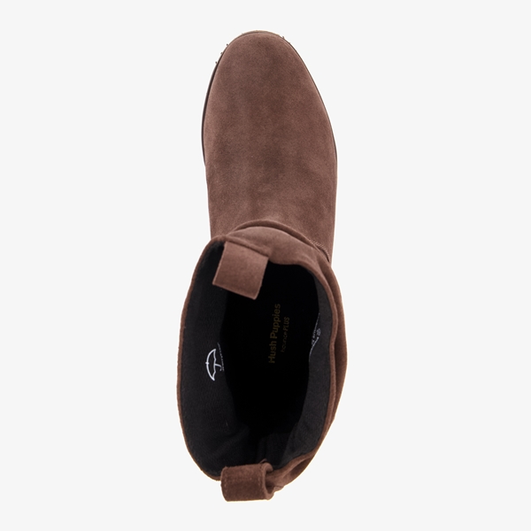 Hush Puppies suede dames enkellaarsjes bruin