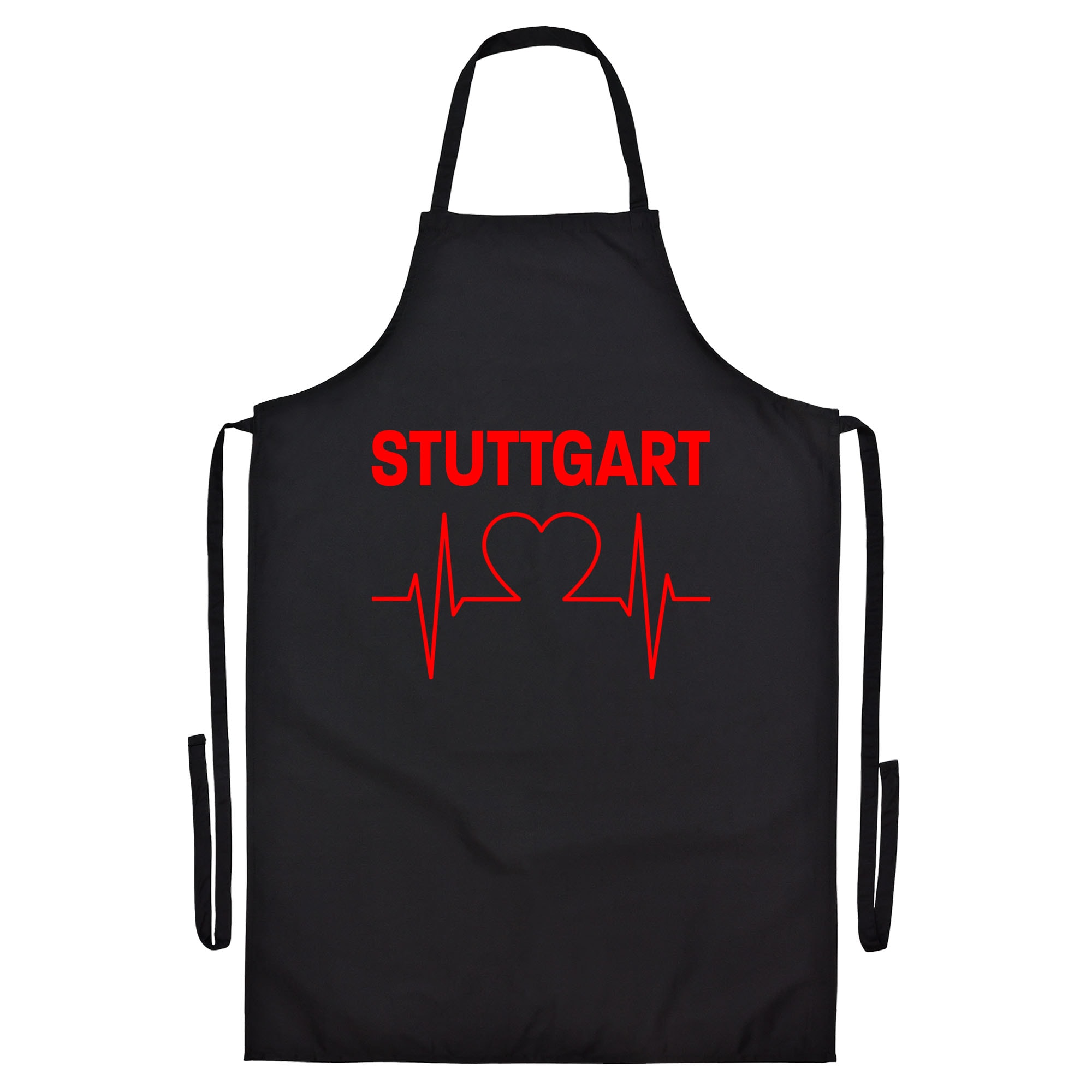 multifanshop® Grillschürze - Stuttgart - Herzschlag - Druck rot