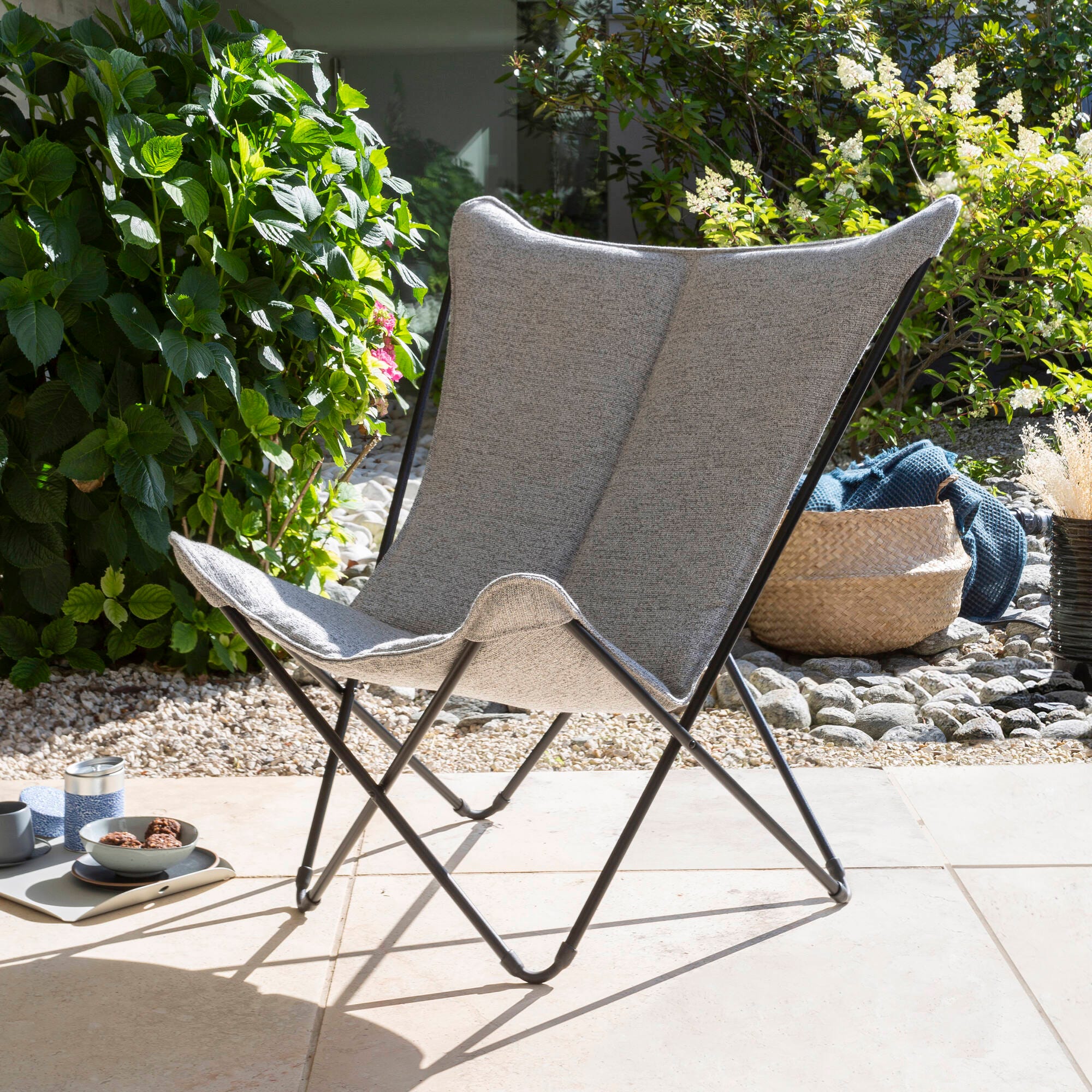 Gepolsterter Breiter Butterfly Chair Sphinx Tundra Grau Tundra Grey