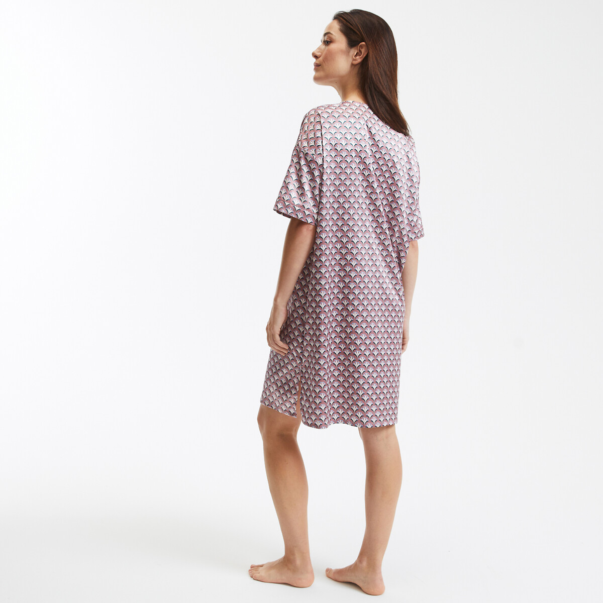 COLEÇÕES LA REDOUTE<br>Camisola estampada, cetim, mangas curtas