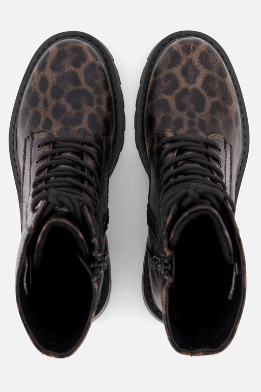 Tamaris Leopard Veterboots zwart Textiel