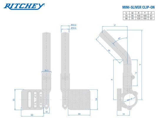 Prolongateurs Ritchey Mini-Sliver Clip-On Noir