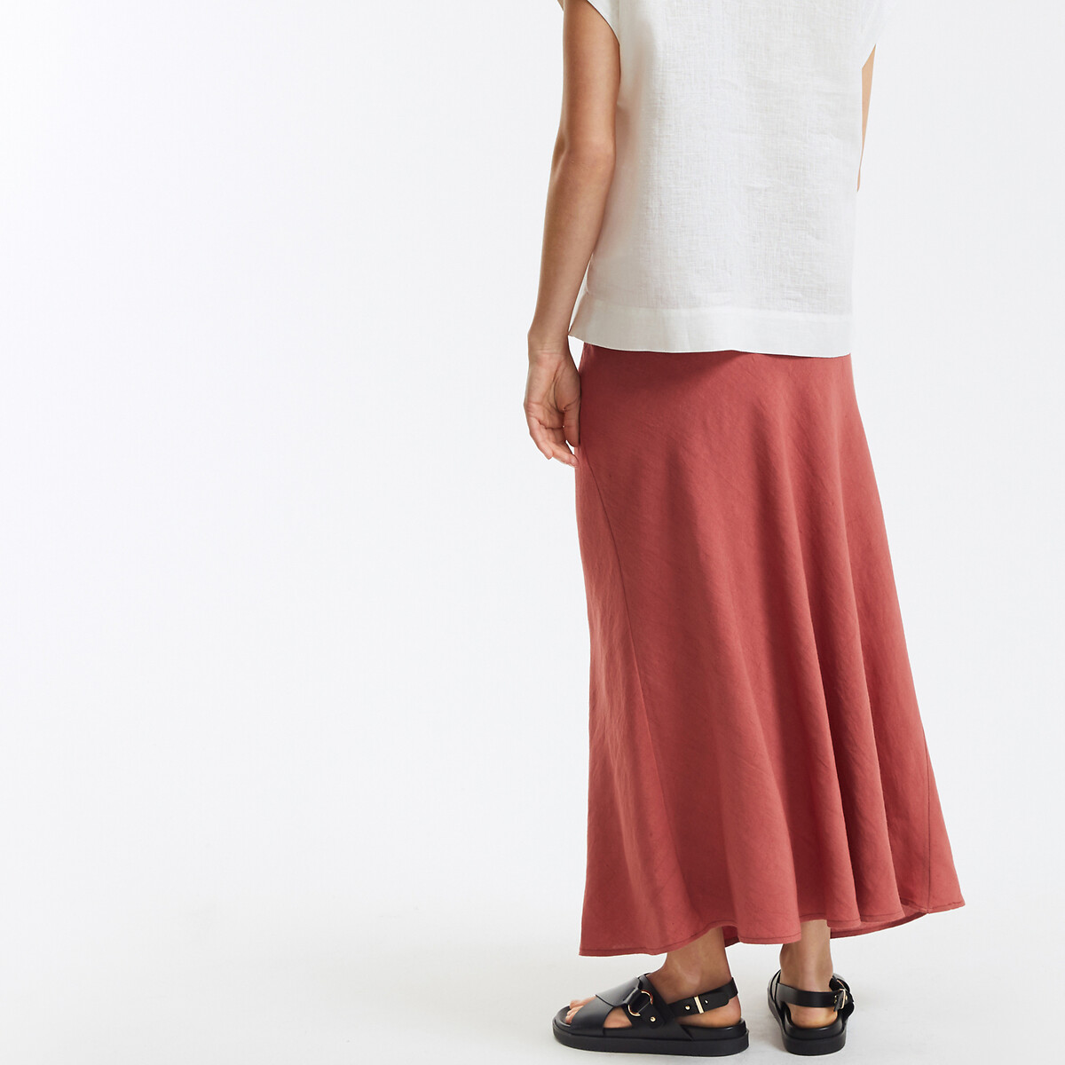 COLEÇÕES LA REDOUTE<br>Saia longa evasê, linho viscose, modelo Signature MARION