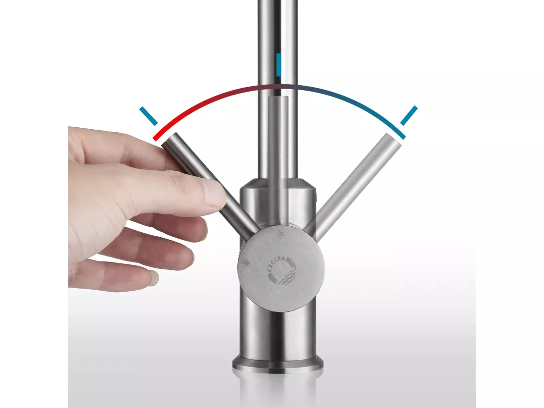 2PCS Cecipa max Mitigeur de Cuisine Monocommande, Robinet Évier en Acier Inox , Robinetterie Rotatif à 360° Brossé,EU Modèle