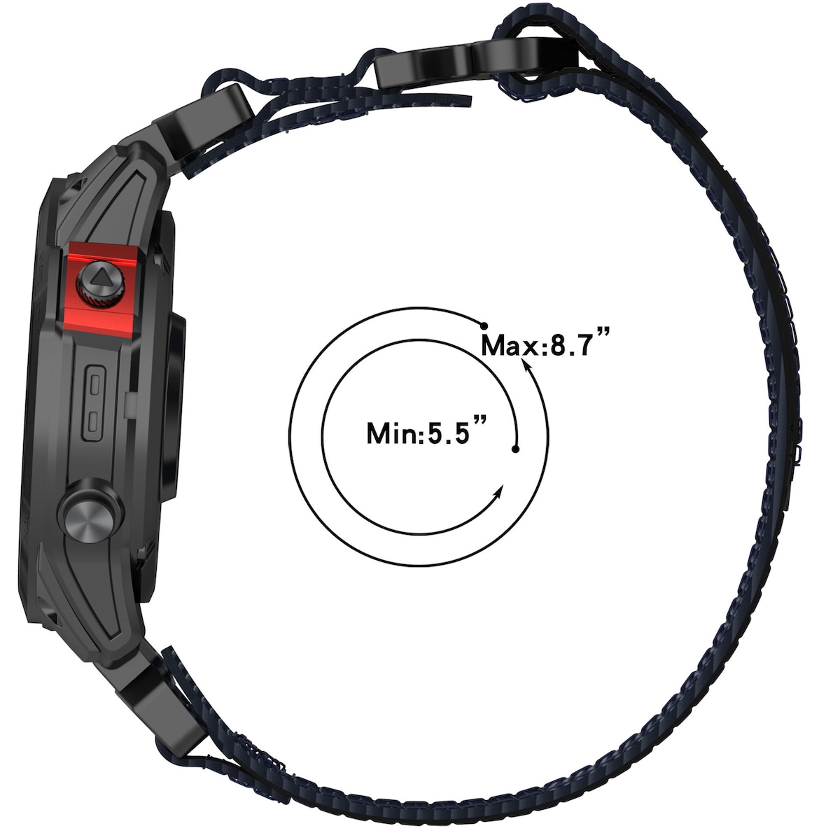 22 mm klokkerem for Garmin Quatix 7 Pro/FeniX/Fenix 6/Fenix 5 Størrelse M Nylon Sort