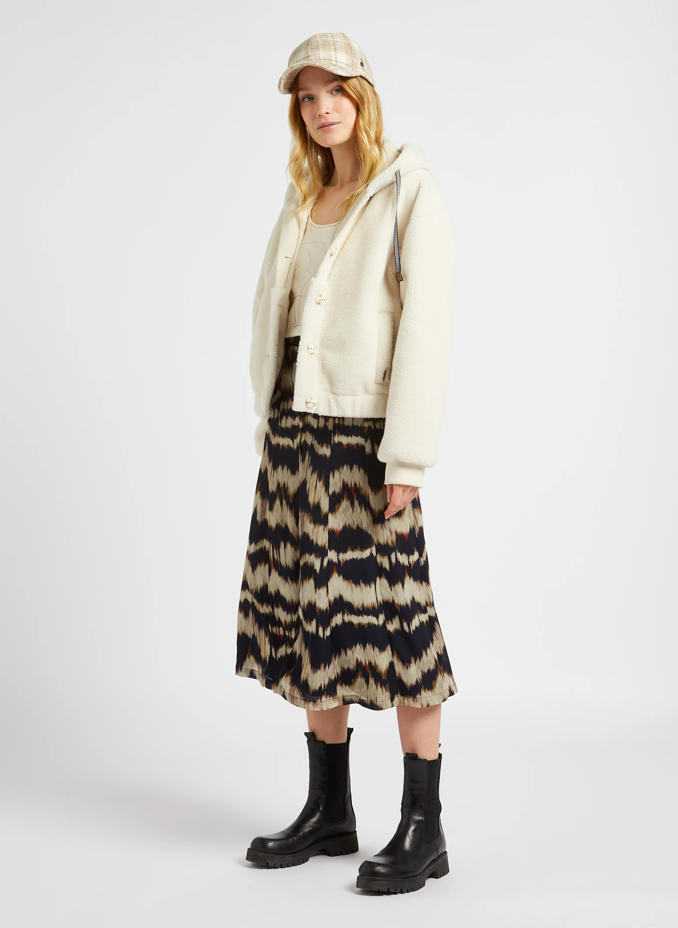 DALIA - Veste à capuche oversize en coton mélangé | Blanc