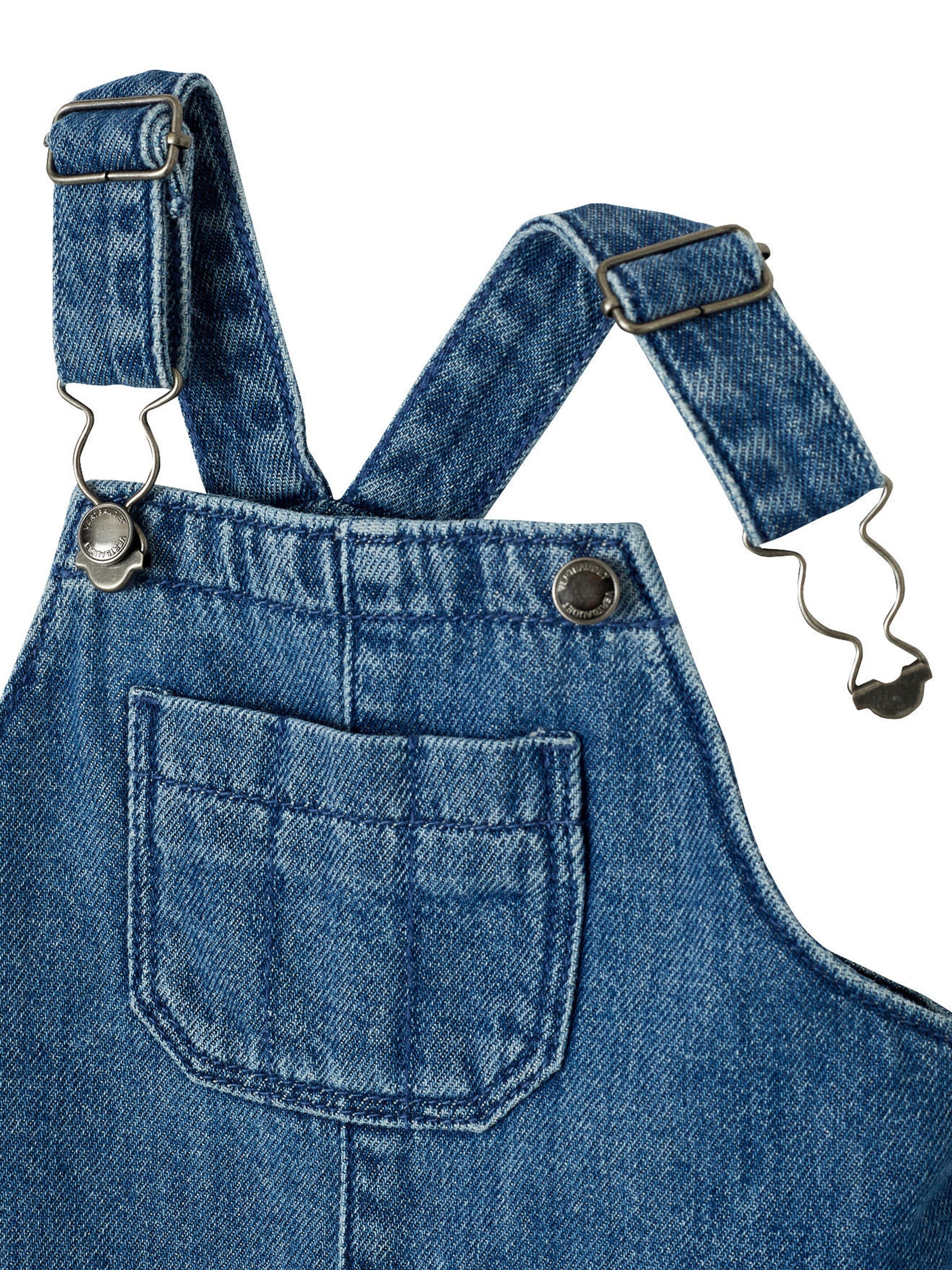 Vertbaudet Kurze Baby Latzjeans blue stone