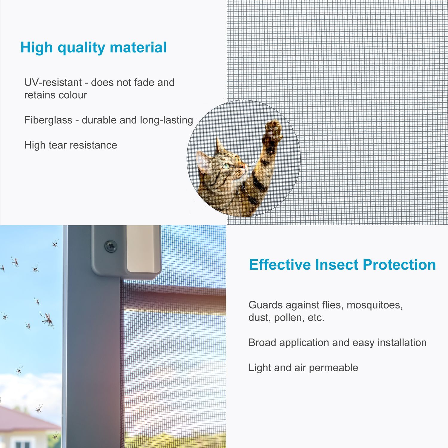 Fluenet Insektnet Vinduesdør Glasfiber 100 cm (grå)