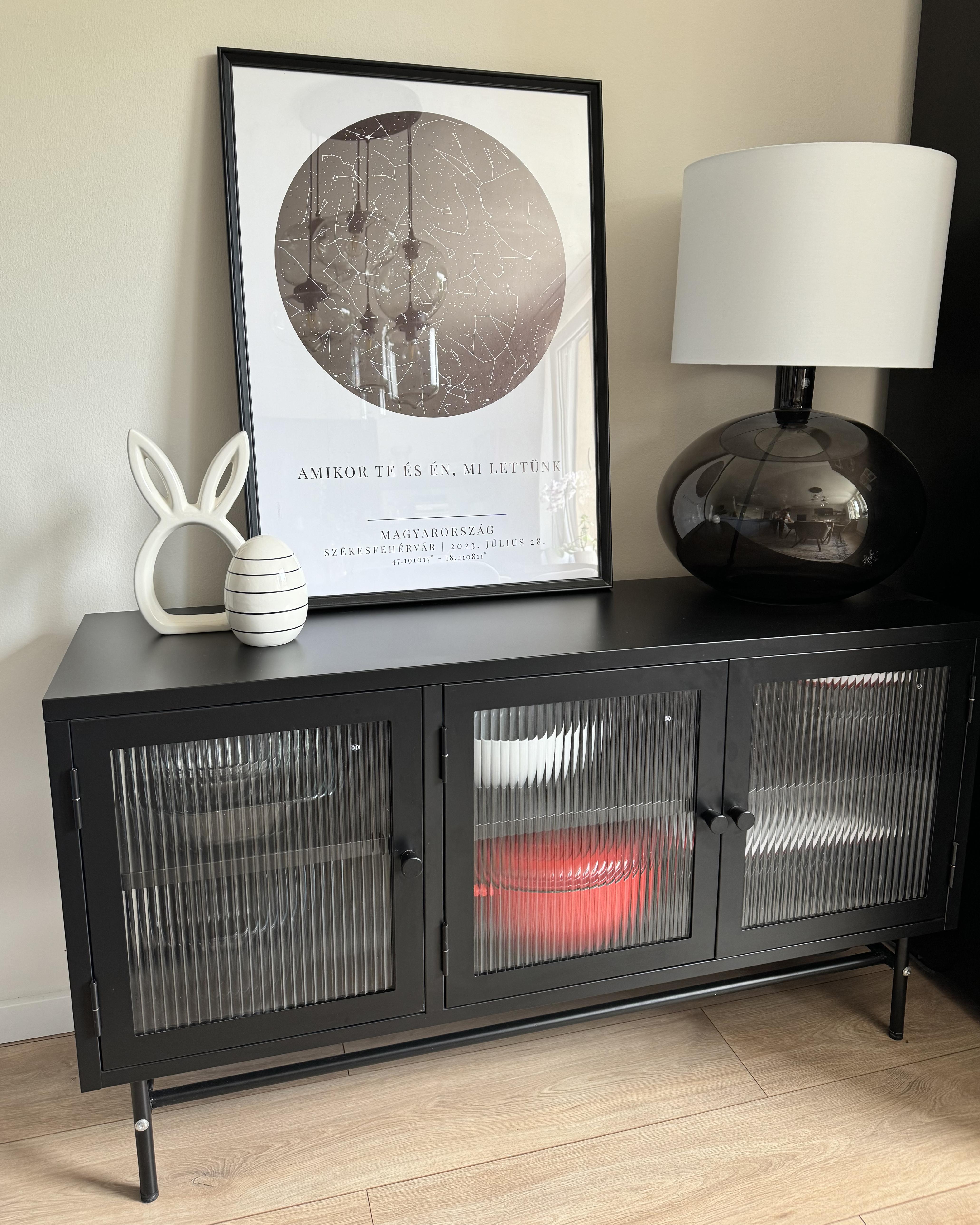 Dressoir met glazen deuren DEVON Metaal 115 cm Zwart