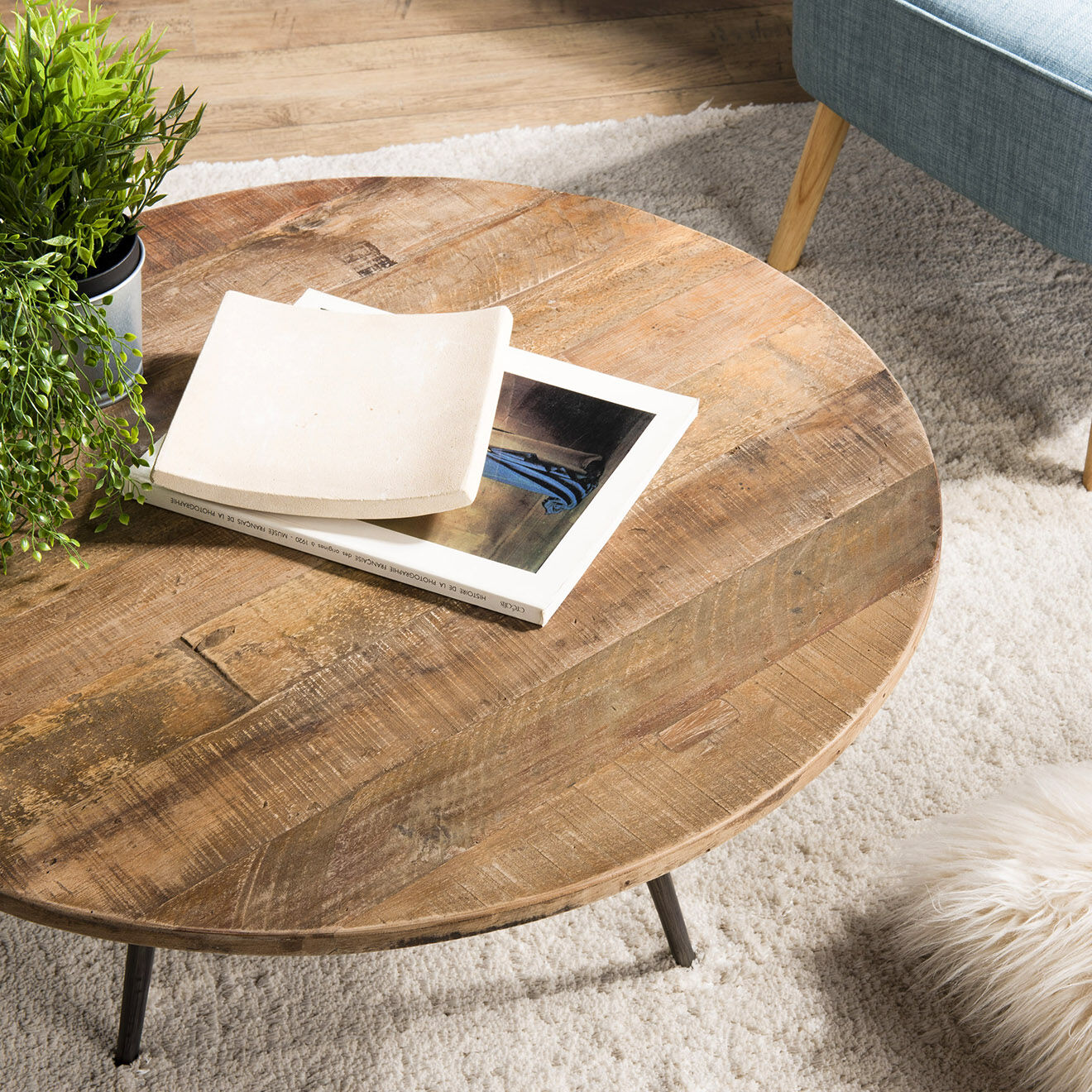 Macabane Table basse Sixtine teck - D.75xH.40 cm