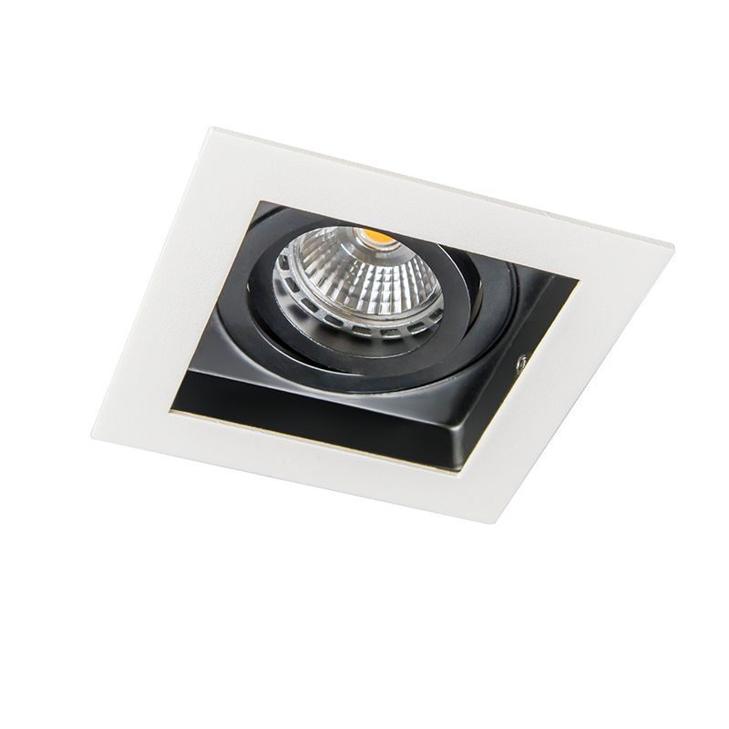 Set van 5 inbouwspots wit met zwart - Carree
