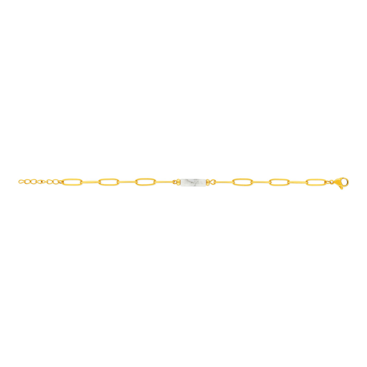 Bracelet acier jaune howlite 18 cm
