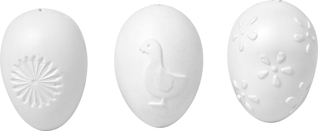 Æg - Præget Mønster - H 6 CM - Hvid - 12 Stk