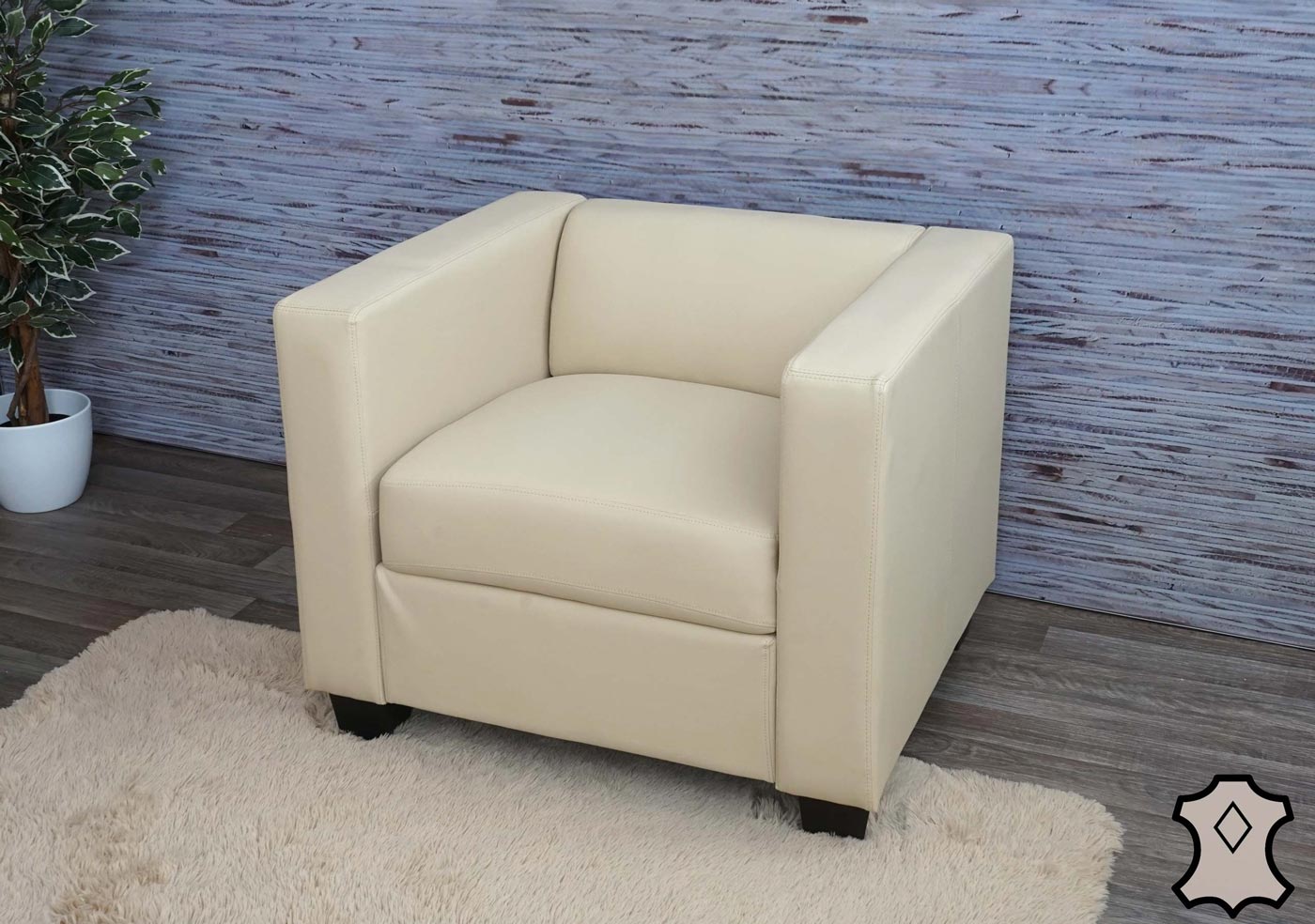 Sessel Lille ~ Leder, creme