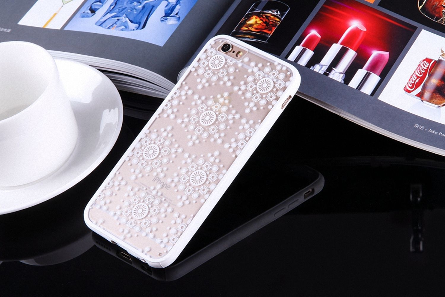 Apple iPhone 6 / 6s Handy Hülle Mandala Case Schutzhülle Motiv Flocken Weiß Neu