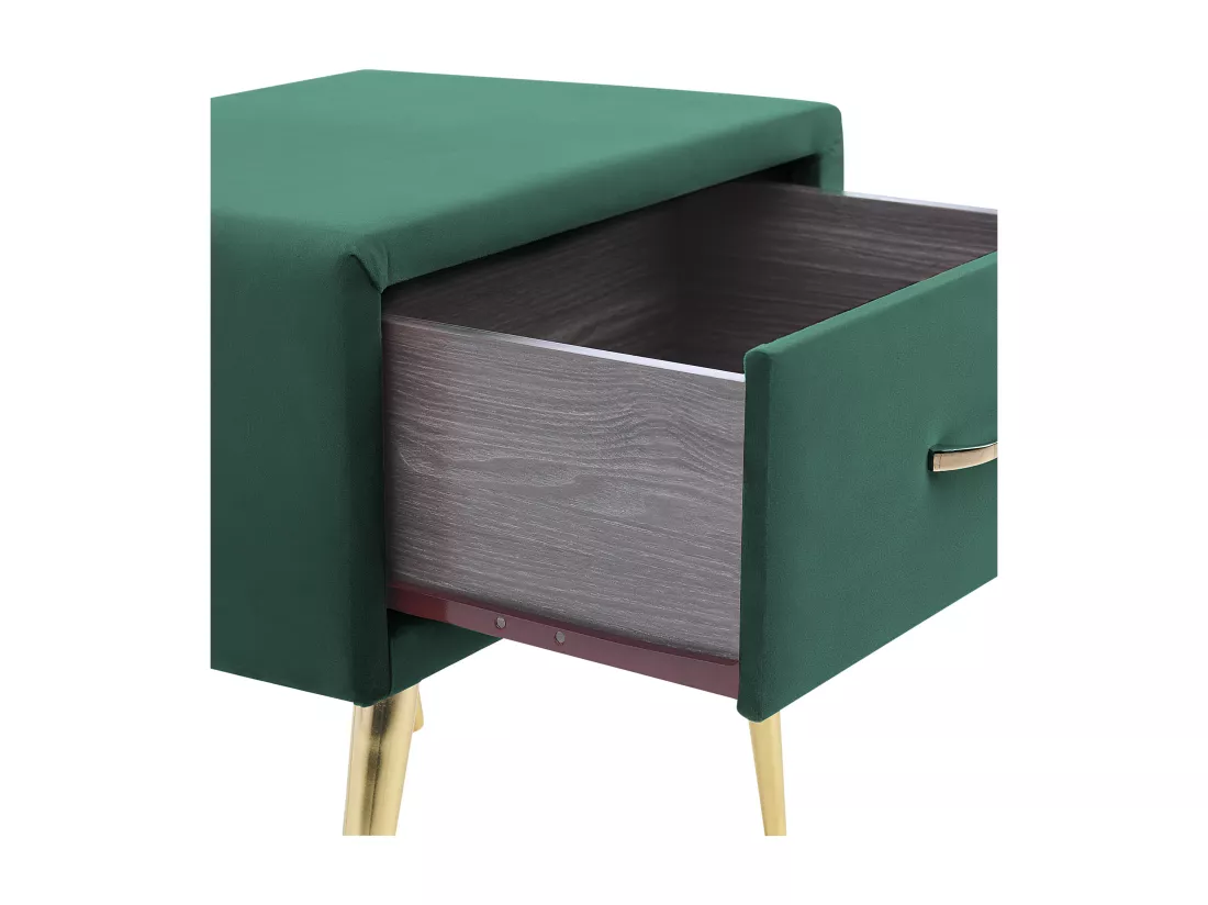 Table de nuit à 1 tiroir FLAYAT Velours Vert émeraude