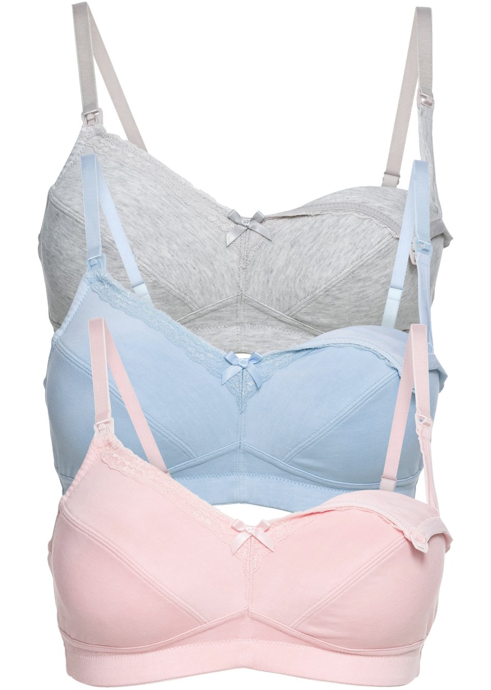 Lot de 3 soutiens-gorge d'allaitement sans armatures en coton