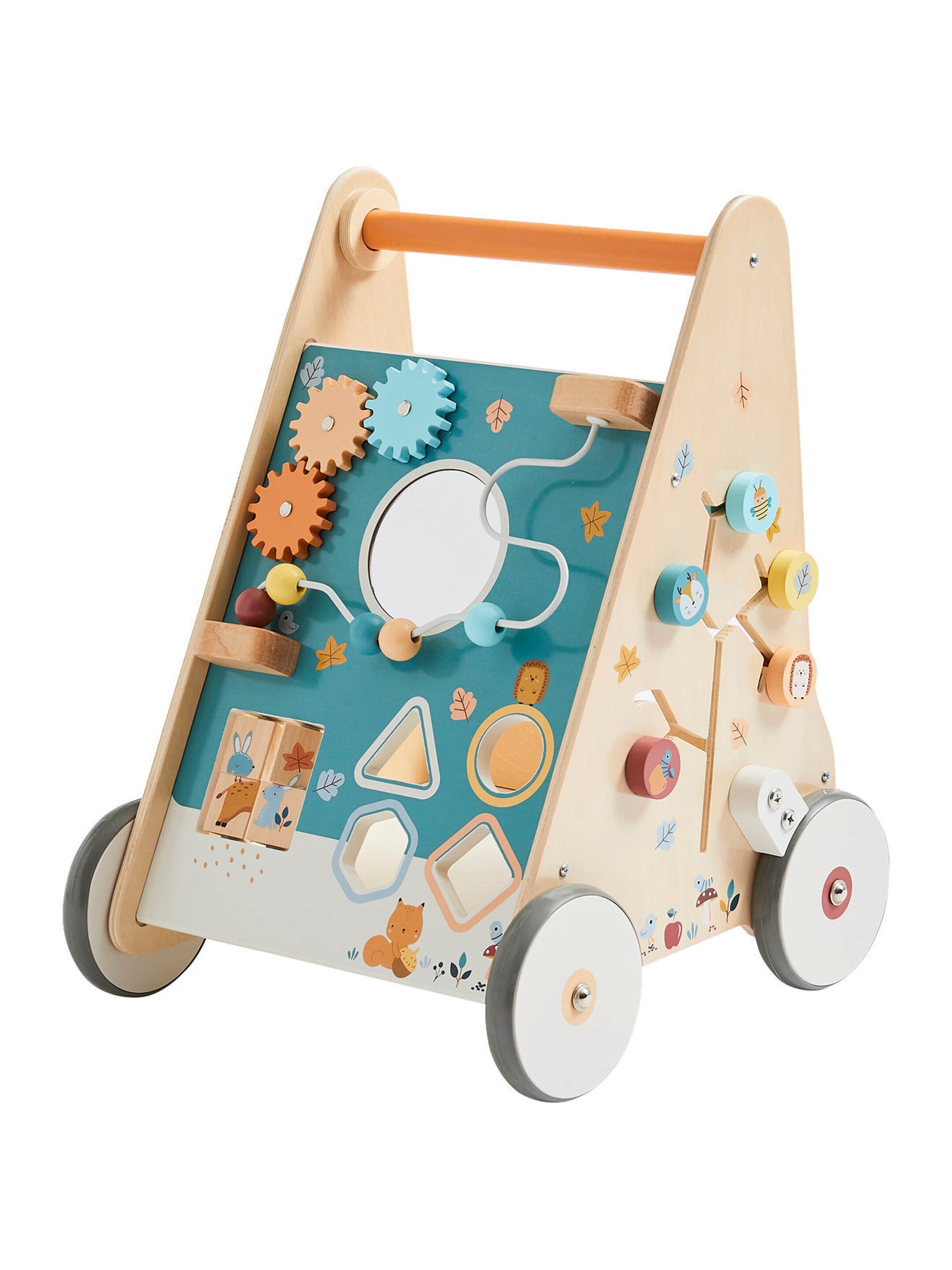 Vertbaudet Activity-Lauflernwagen mit Bremsen, Holz FSC® blau waldfreunde