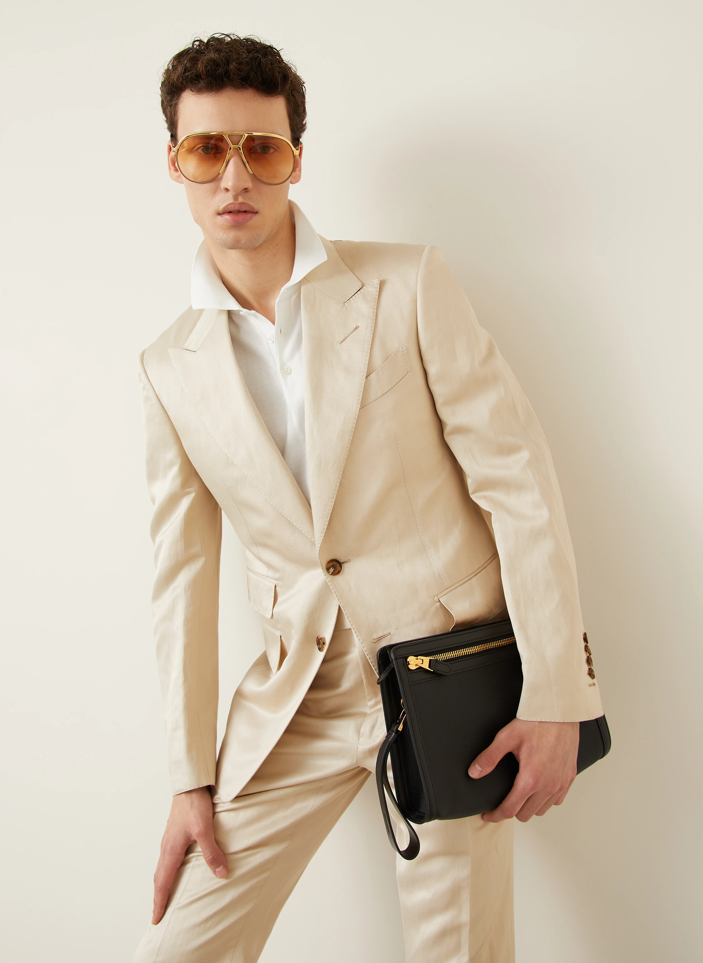 TOM FORD Anzug Regular Fit mit Seide und Leinen